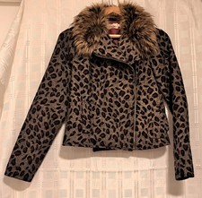 Louche Multicoloured Animal Print Short Jacket With Faux Fur Collar Size 10