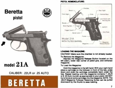 Beretta M21A Pistol Manual | eBay