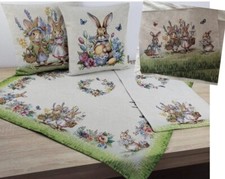 Gobelin Ostern Hasen-Körbchen Osterdecke Tischdecke Tischläufer Platzset Kissen