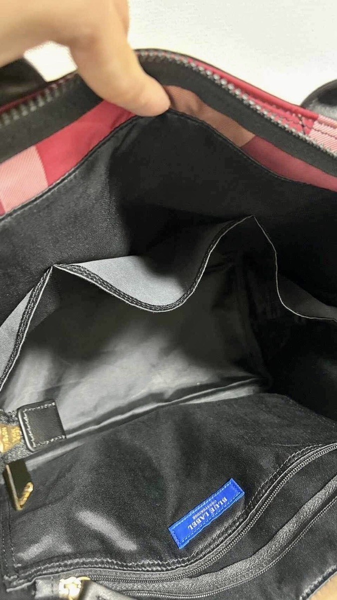 Blue Label Crestbridge Burberry Black Nylon Tote With Zip Closure