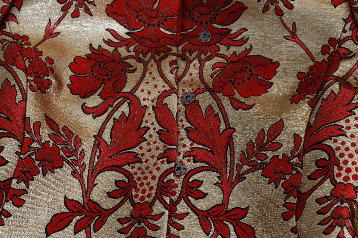 DOLCE & GABBANA Jacket Coat Red Gold Floral Brocade Cape IT40