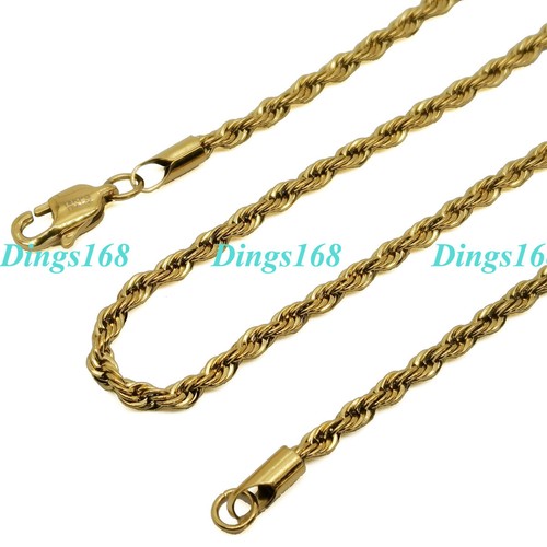Genuine 18K Gold Filled 16" ~ 32" 1.7mm/3mm/4mm Diamond-Cut Rope Chain Necklace - Picture 5 of 8