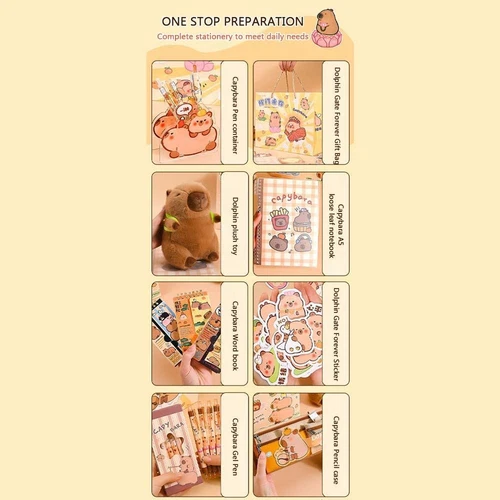 Pencil Case Capybara Stationery Set Back-to-school Gift Kit  for Students - Picture 12 of 21
