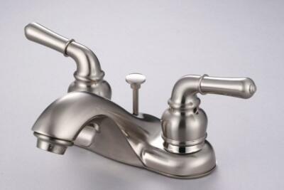 Hardware House 12-2344 TWO HANDLE LAVATORY FAUCET w/POP-UP SATIN NICKEL
