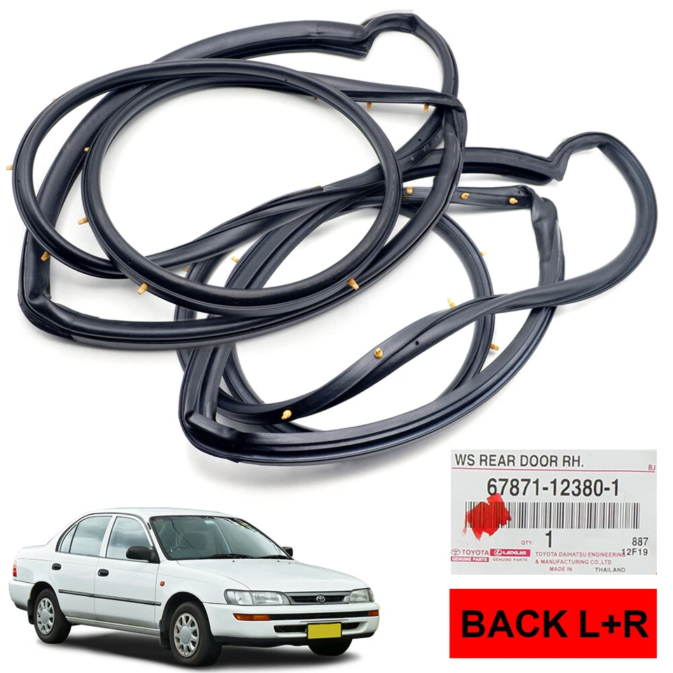Rear Door Rubber Weatherstrip Seal For Toyota Corolla 1991 - 1995 Foto 2 de 4