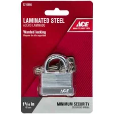Ace 5216866, 1-9/16" Laminated Steel Warded Locking Padlock, 2 Keys