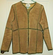 Linea By Louis Dell'olio Brown 100% Suede Leather Patchwork Boho Jacket Top S