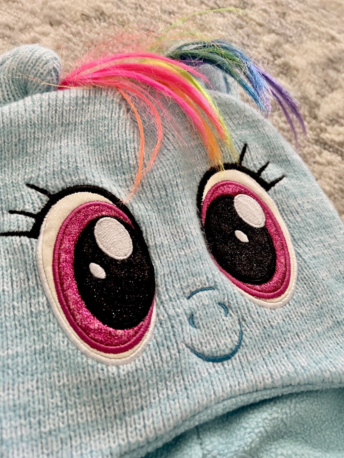 Cappello My Little Pony in maglia Beanie Trapper cruscotto arcobaleno paraorecchie foderato in pile