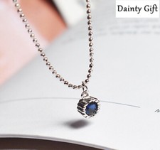 Women Girl 925 Sterling Silver Blue CZ Bead Chain Anklet Foot Hand Bracelet 8-9"