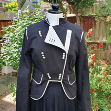 Women's Jacket Oasis Black Cotton Corset Back Adam Ant Style Uk Size 12