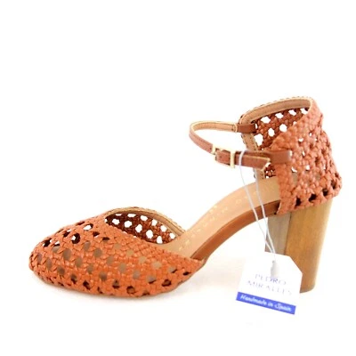 Damen Pumps Braun PEDRO MIRALLES Schuhe Sandalette Leder Geflochten Größe 38 Neu - Bild 1 von 4