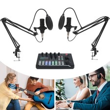 Professional Podcast Equipment Bundle Microphone Live Sound Card Audio Condenser