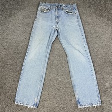 Levi's 505 Jeans Mens 32x30 Blue Orange Tab Straight Light Wash Distressed
