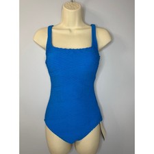 Gottex Womens Day Dream Square Neck One Piece One Piece Swimsuit Blue 8 New