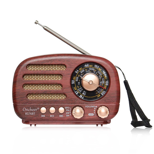 Oncheer Portable Vintage Radio Retro Bluetooth Speaker, FM/AM/SW Old Fashion ...