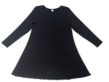 Old Navy Long Sleeve Swing Dress Size LG Black Casual Midi Length Classic Boho
