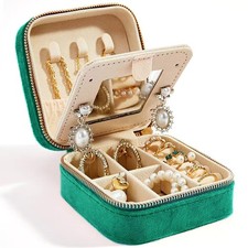 Travel Velvet Jewelry Box with Mirror, Mini Gifts Case for Women Girls, Small...