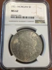 1921-P Morgan Silver Dollar NGC MS-62