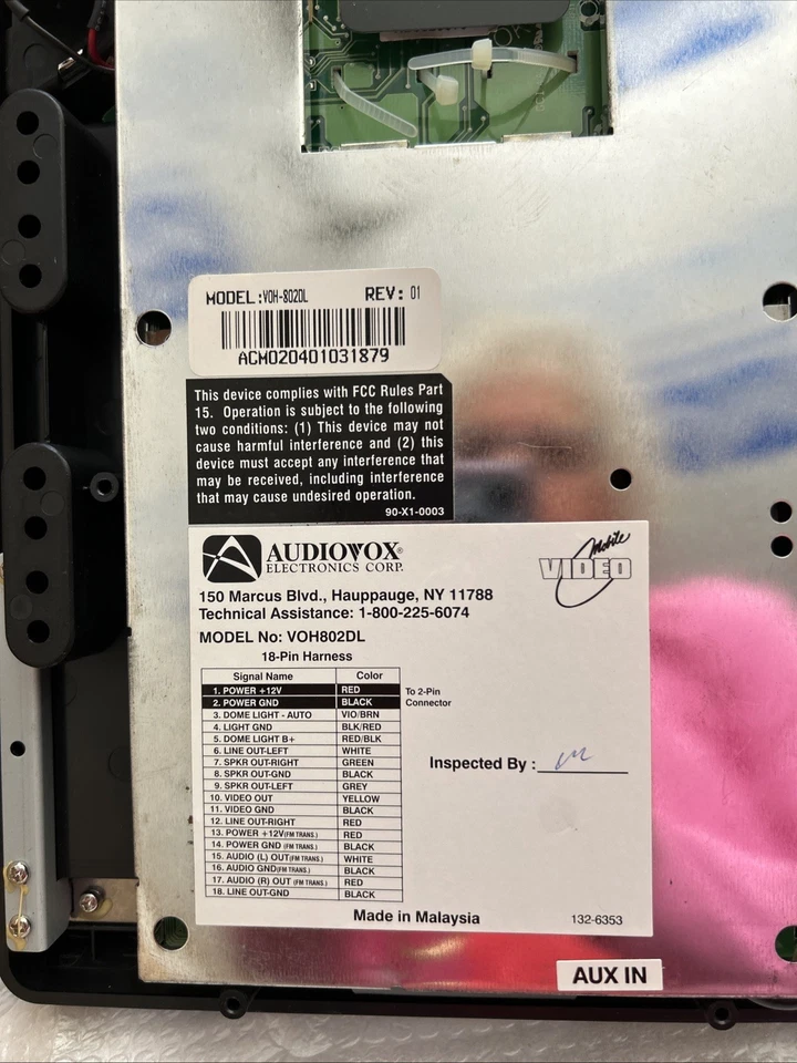 Audiovox 8” LCD Monitor Overhead Console VOH802DL NOT TESTED NIB - Image 3 of 4
