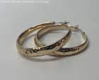 Fashion Gold Tone Textured Hoop & Openwork Floral Earrings 22.2g — photo 4