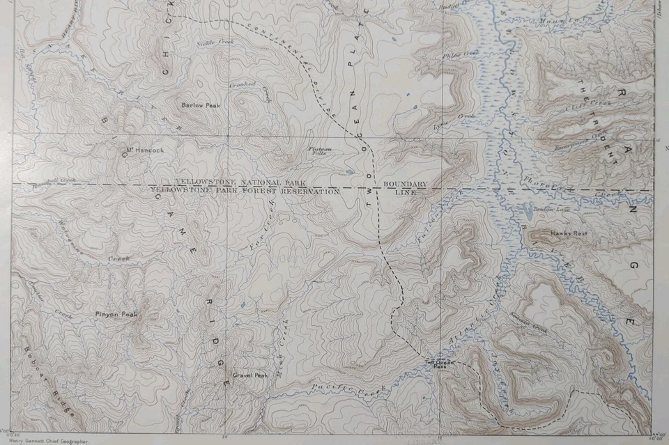 1896 年黄石国家公园 WYOMING 地图老式古董原版黄石湖 — 第 4/4 张图片