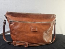 Vera Pelle Crossbody Bag Genuine Leather Wide Stripe Made In Italy