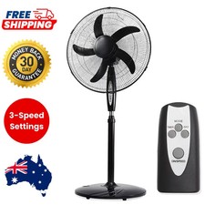 50cm Pedestal Fan Oscillating 3 Speeds Tilt Adjustable, Timer, Remote, Black