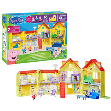 NEW Peppa Pig PEPPA's Big Family House Fold Out 3 Figures Evie 2.5 Feet NIB