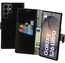 Case For Samsung Galaxy S26 Ultra 5G Book Case Leather Protective Cover Black