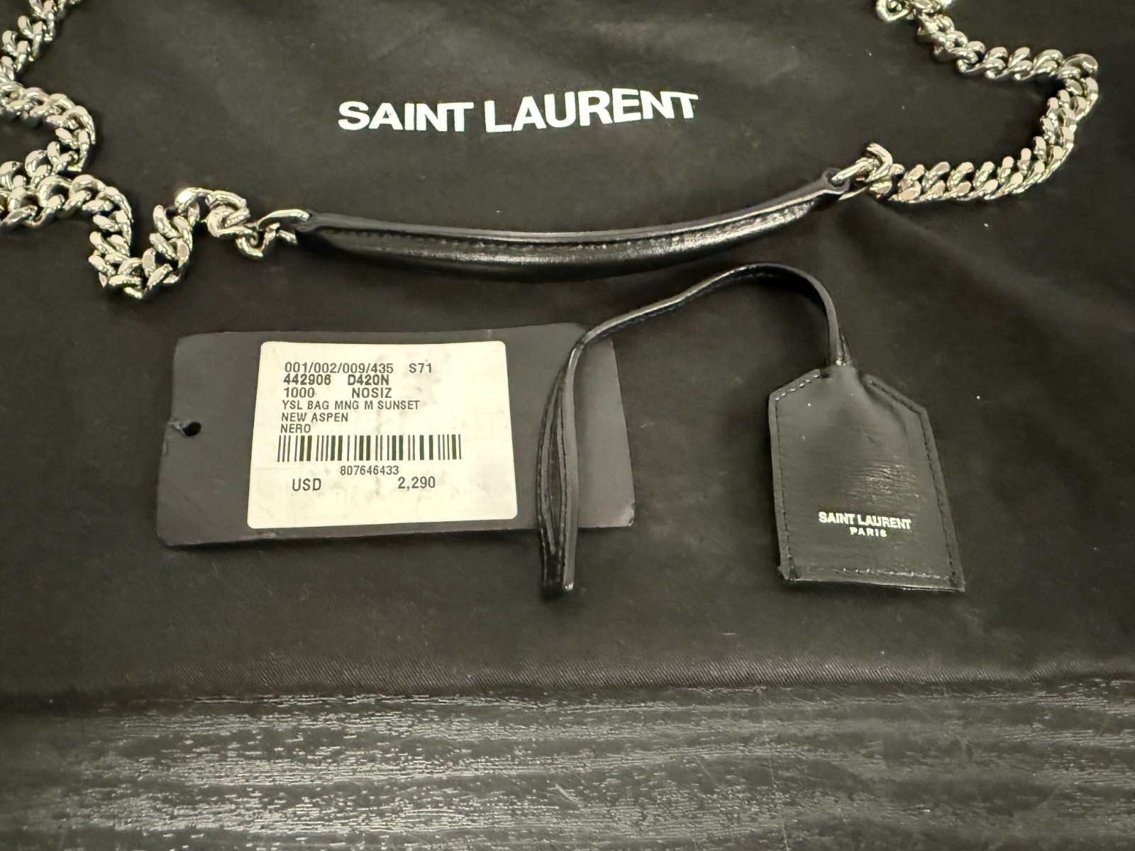 Borsa a tracolla Yves Saint Laurent in pelle nera media al tramonto