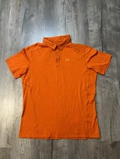Arcteryx Pelion Men’s Polo Shirt LG Orange Wool Outdoor Hiking  A124