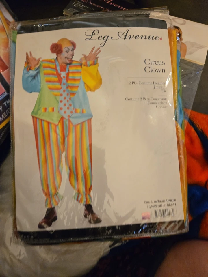 Disfraz de payaso de circo de 2 piezas con mono arco iris satinado para hombre Foto 4 de 4