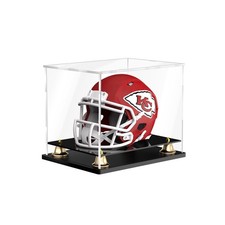 Mini Football Helmet Display Case Metal Bell Base 8.3x6.3x7.1 inch Baseball