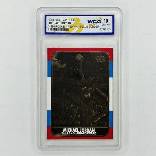 Michael Jordan Red Blue Gold '86 Rookie 1997-98 Fleer 23KT Gold WCG 10