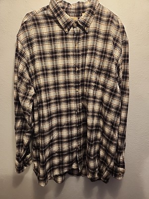 men's 2XL Red Head Flannel Shirt Long Sleeve Plaid Gray Black White Button Up 