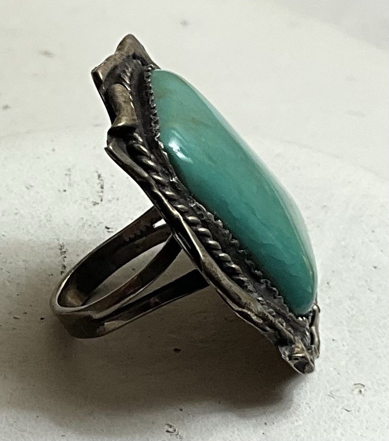 vintage large turquoise ring - image 4