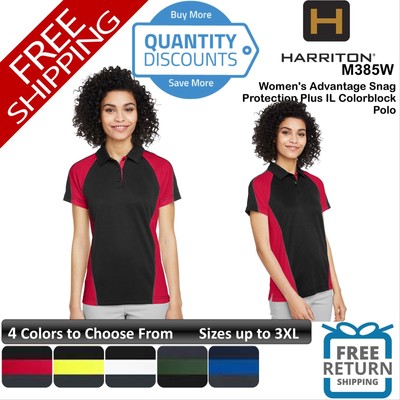   Harriton Women Advantage Snag Protection Colorblock Polo Up To 3XL M385W