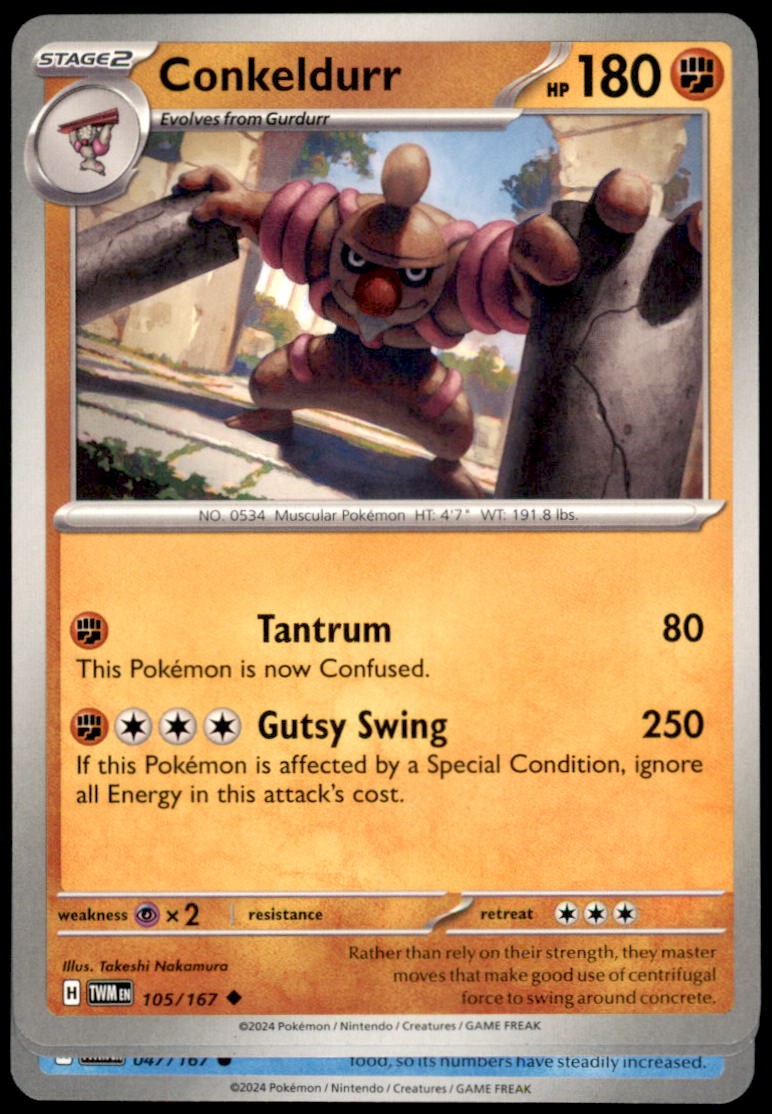 Pokemon - Conkeldurr #105/167 - SV06: Twilight Masquerade Uncommon