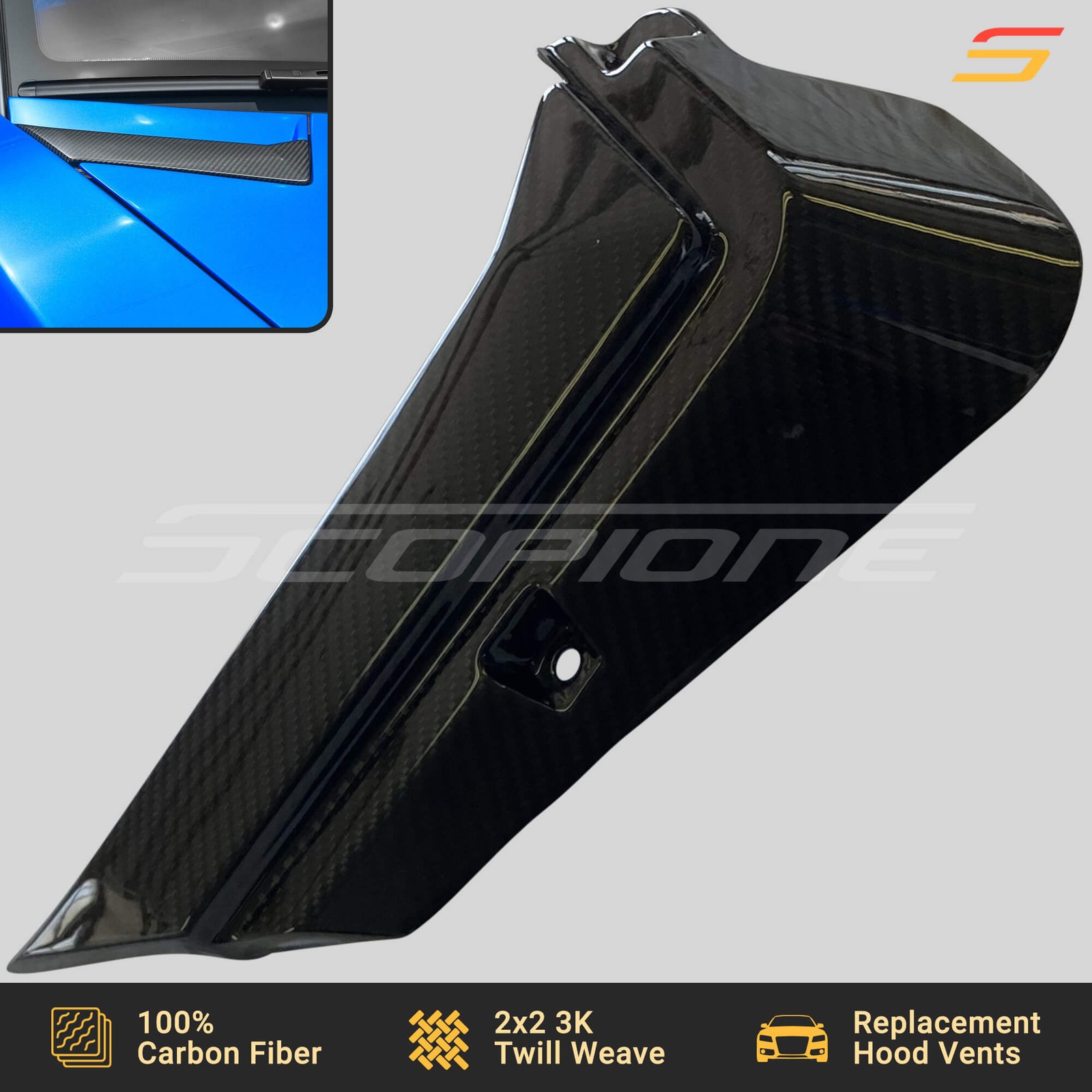 Scopione Carbon Fiber Front Hood Air Scoop Vents for Lamborghini Aventador