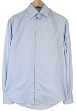 SUITSUPPLY Men's Formal Shirt 36/14 Slim Blue Pure Cotton Spread Long Sleeve 