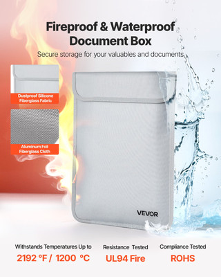 Fireproof Document Bag 2192  Fire & Waterproof File Storage Organizer w/ Zipper