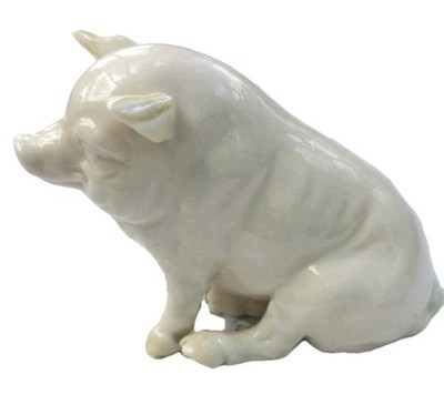 Belleek Irland Schwein Figur Porzellan Irish Ferkel grüne Markierung Vintage