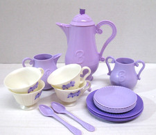 Mattel 1996 Barbie Tea Set Lavender Purple Teapot Creamer Sugar Cups Plates VTG