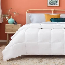 Duvet Insert Queen, Lightweight Comforter, Down Alternative, Box Stitch, White