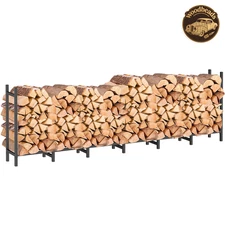 8ft Firewood Rack Holder, Adjustable Heavy Duty Fire Log Stacker Stand