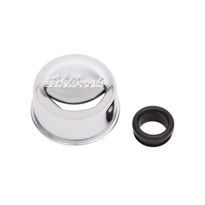 Edelbrock Crankcase Breather Cap 4405; Signature Series Round Chrome Steel