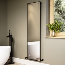Black Vertical Single Panel Mirrored Radiator 1600 x 452mm - Tanami TANB1600