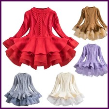 Kids Girls Dress 2025 Autumn Winter Girls Knitted Chiffon Dresses