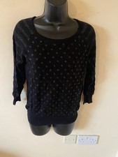 Black Sparkly Design Jumper Size 12 By Debenhams (3053)