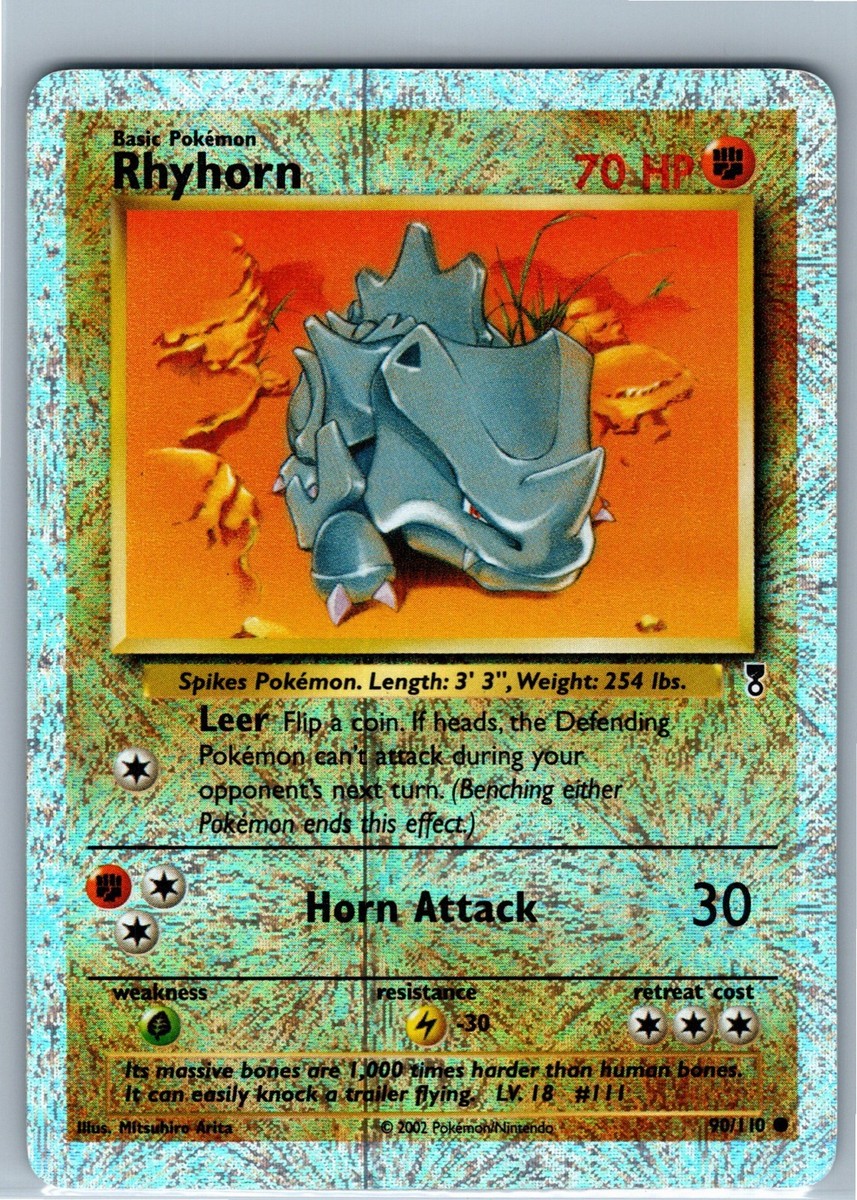 Pokémon Card Rhyhorn Reverse Holo Common Legendary Collection 90